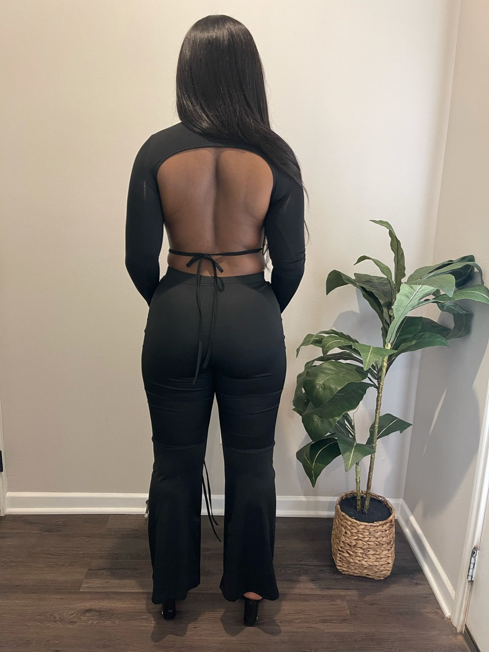 Risky Drawstring Long Sleeve Crop Top